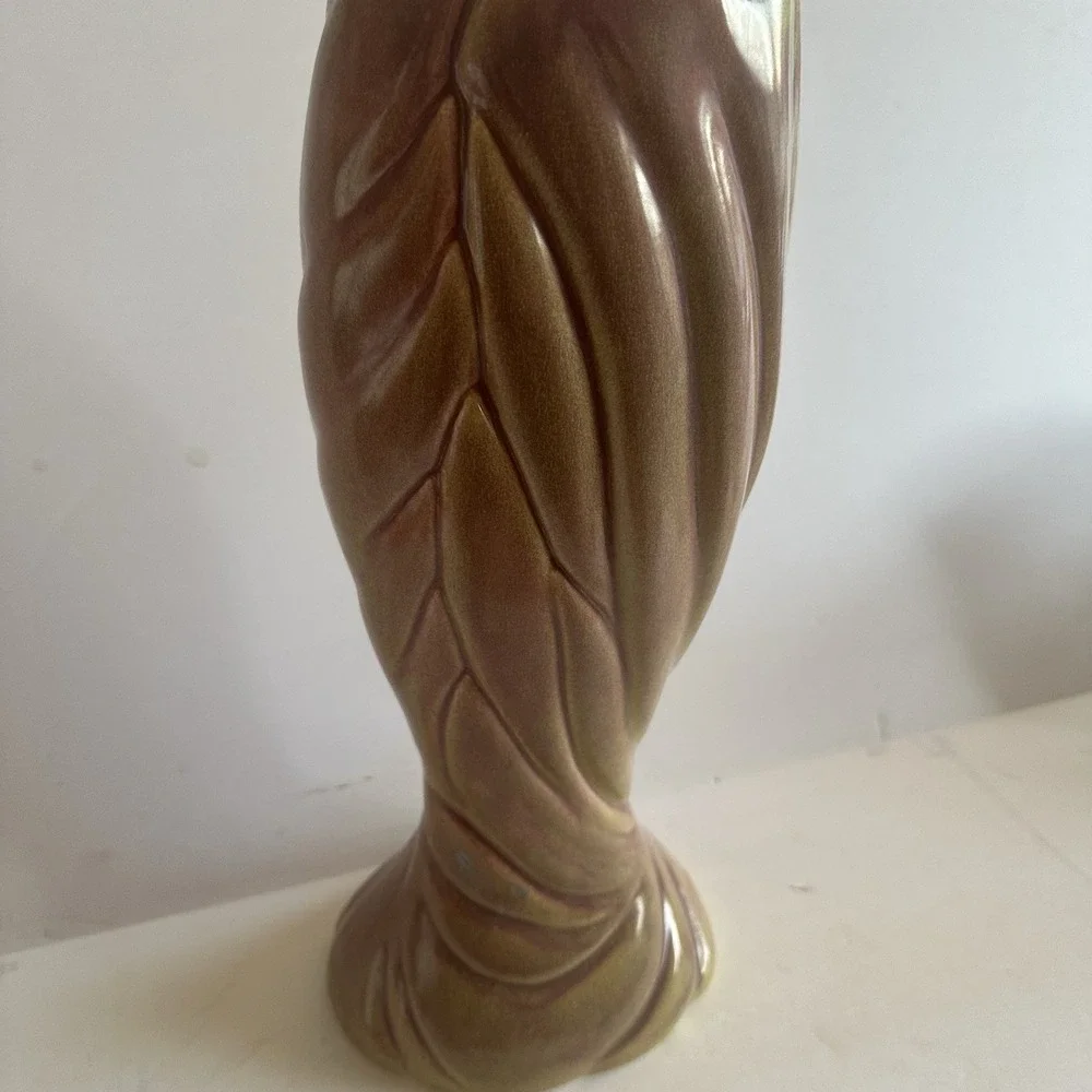 Vintage‎ West Coast Pottery Vase Beautiful Green and Pink Glaze 13.25